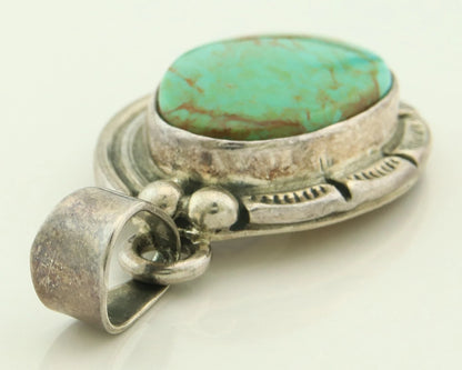 Navajo Pendant 925 Sterling Silver Natural Turquoise Vintage Artist Signed Gecko