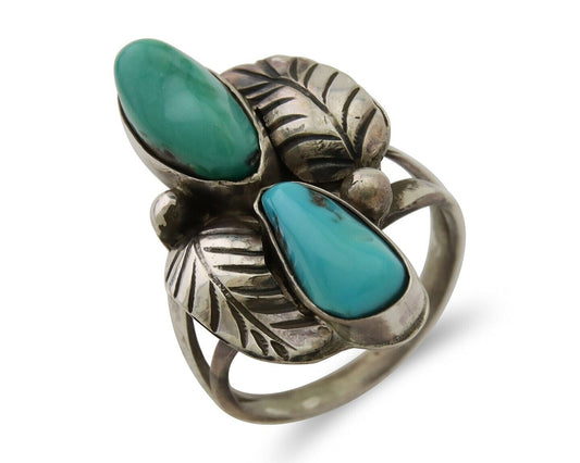 Navajo Ring 925 Silver Natural Blue Turquoise Native American Artist C.80's