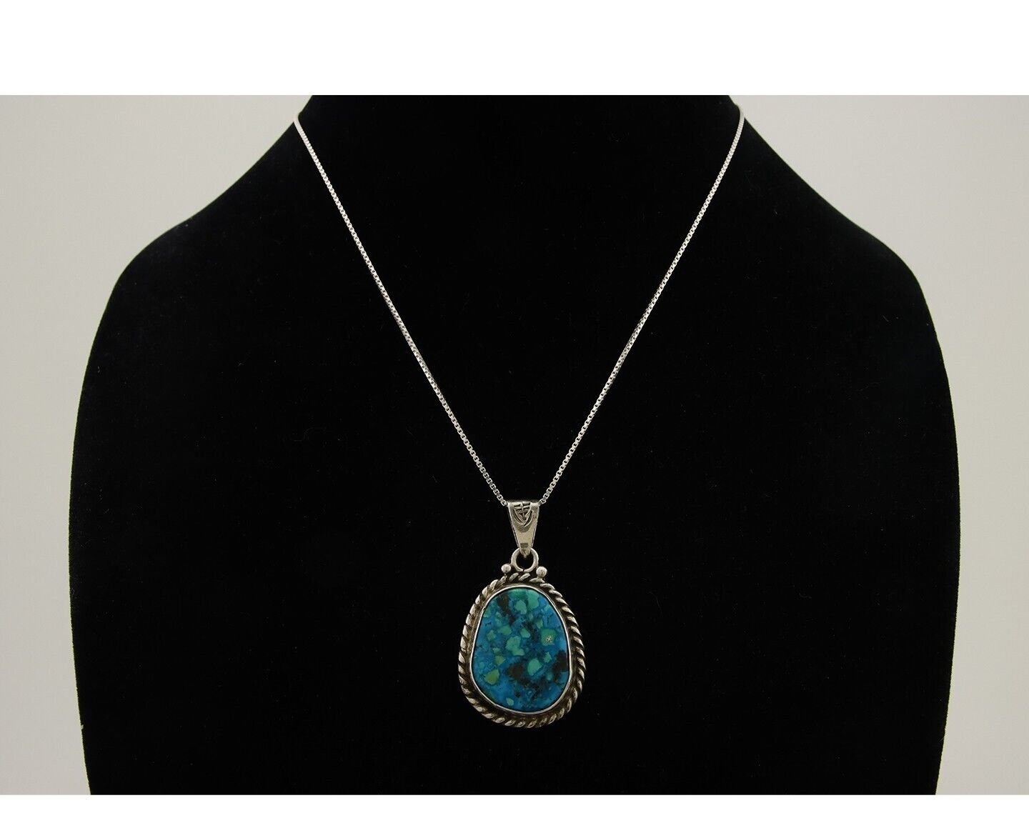 Navajo Necklace 925 Silver Natural Blue Turquoise Artist Signed M Montoya C.80's
