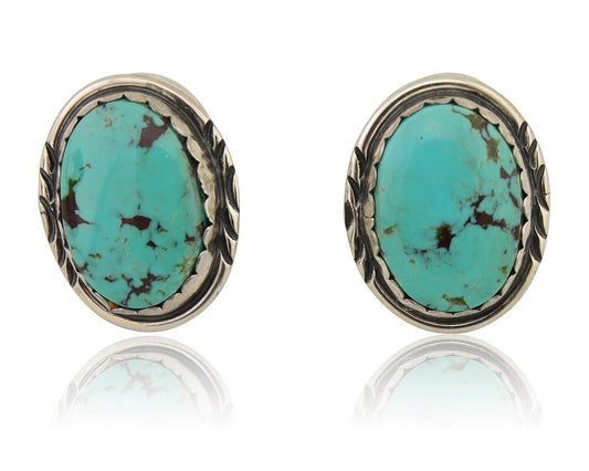 Navajo Earrings 925 Silver Natural Blue Native American Artist C.80's