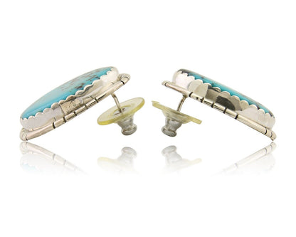 Navajo Earrings 925 Silver Blue Turquoise Native American Artist C.80's