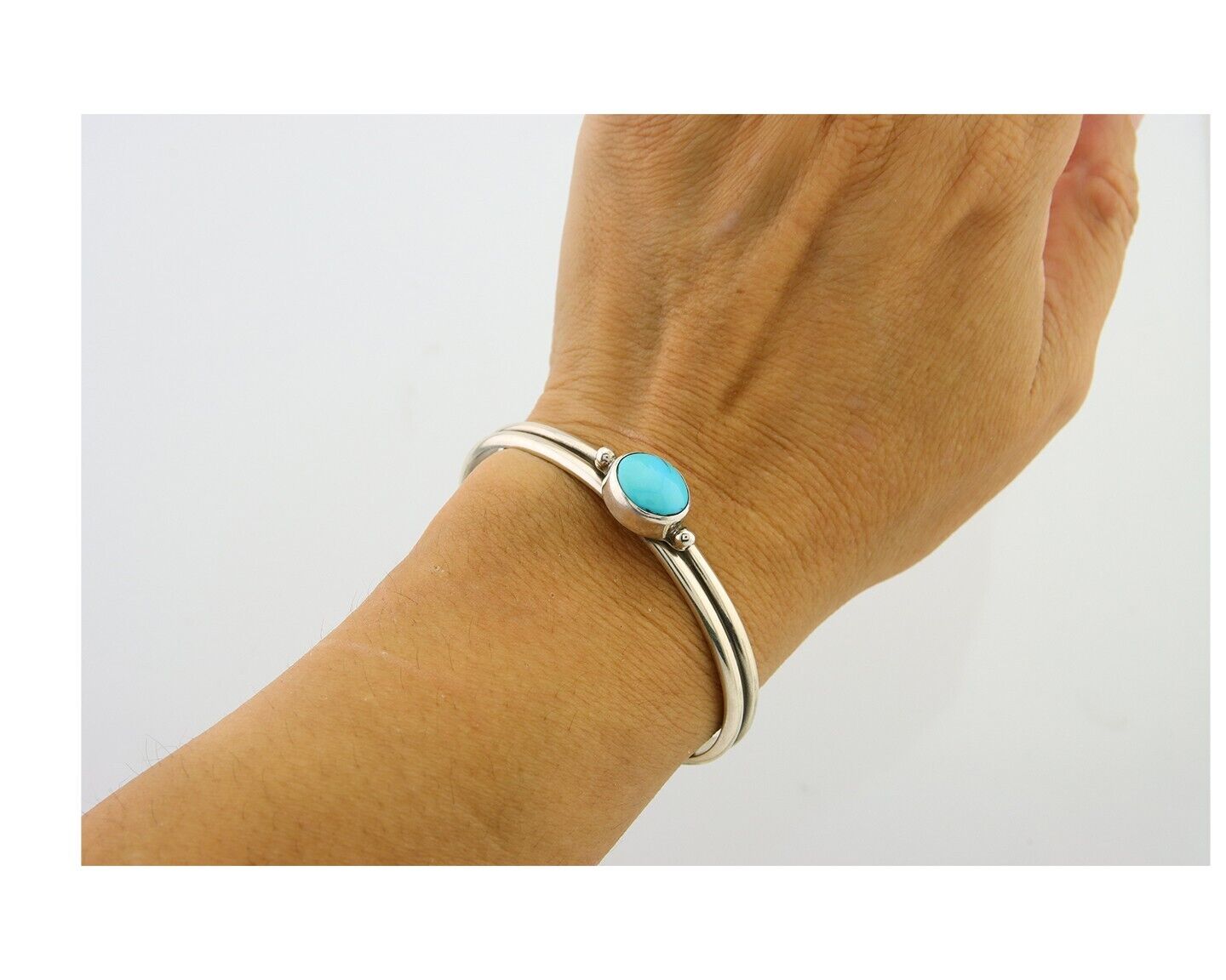 Navajo Bracelet 925 Silver Turquoise Cuff Native American Artist C.80's