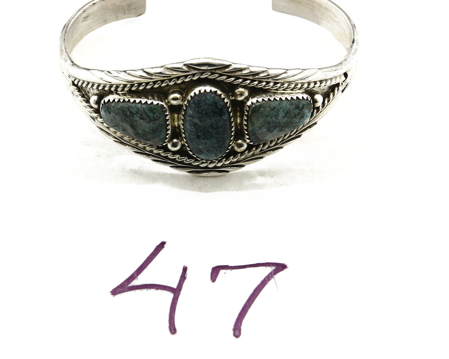 Navajo Bracelet .925 Silver Spiderweb Turquoise Bangle Signed DE Circa 1980's