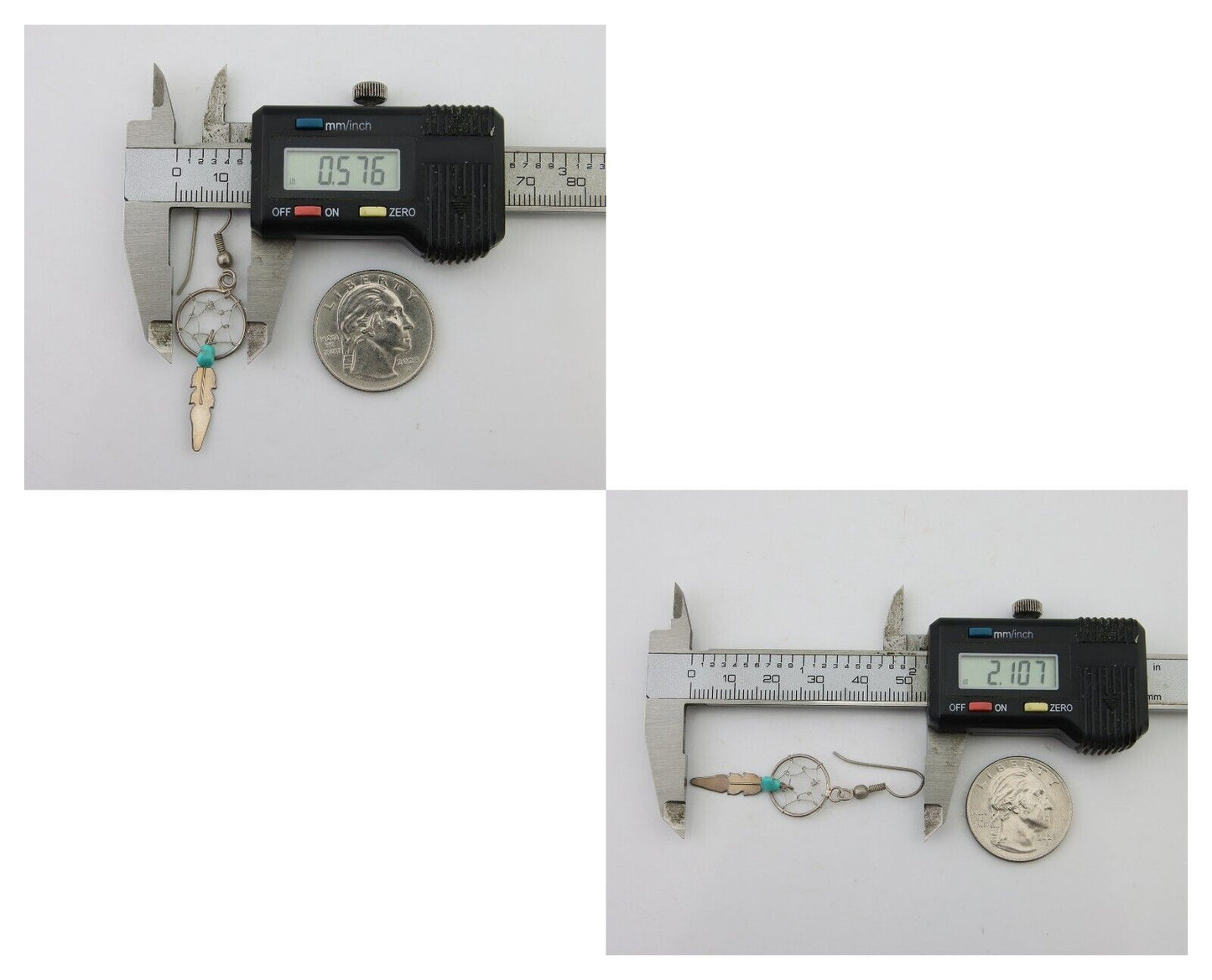 Navajo Dangle Dream Catcher Earrings 925 Silver Blue Turquoise Native Artist C80