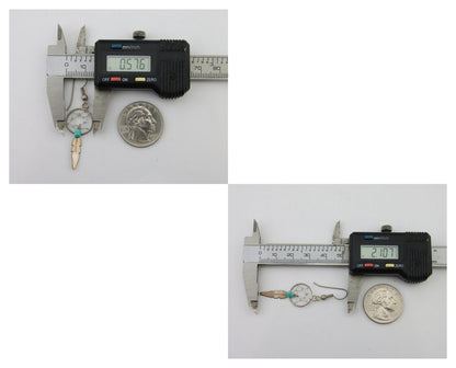 Navajo Dangle Dream Catcher Earrings 925 Silver Blue Turquoise Native Artist C80