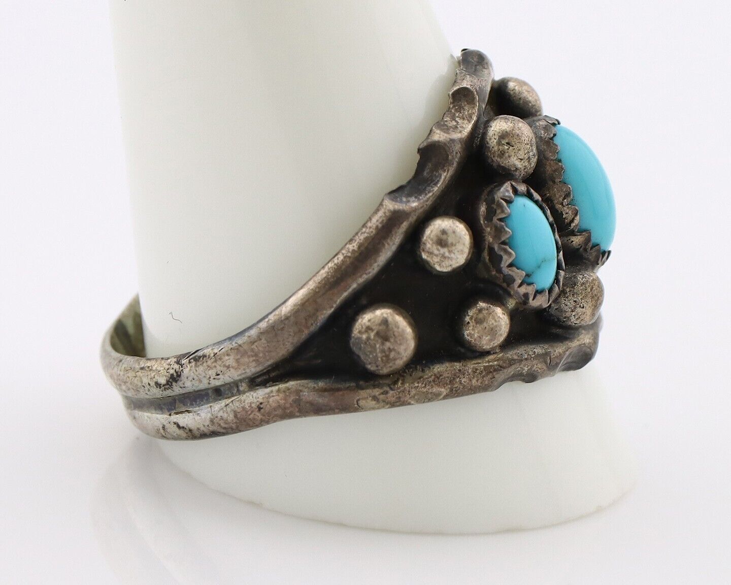 Navajo Ring 925 Silver Turquoise Artist Signed E SkyStone Creations C.80's