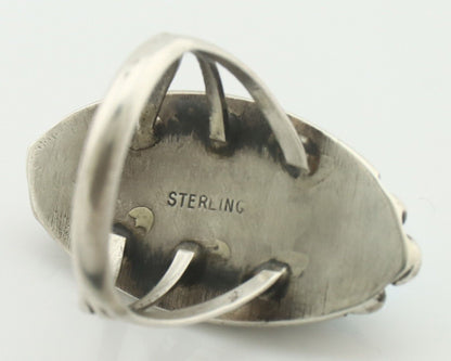 Navajo Ring .925 Silver Sleeping Beauty Turquoise Native American Artist C.80's