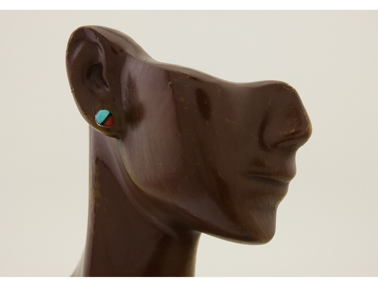 Navajo Earrings 925 Silver Inlaid Natural Onyx & Coral Native Artist C.80's