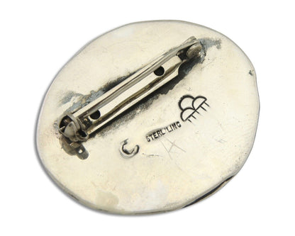 Navajo Pin 925 Silver Natural Mined Turquoise Artist Signed C Montoya C.80's