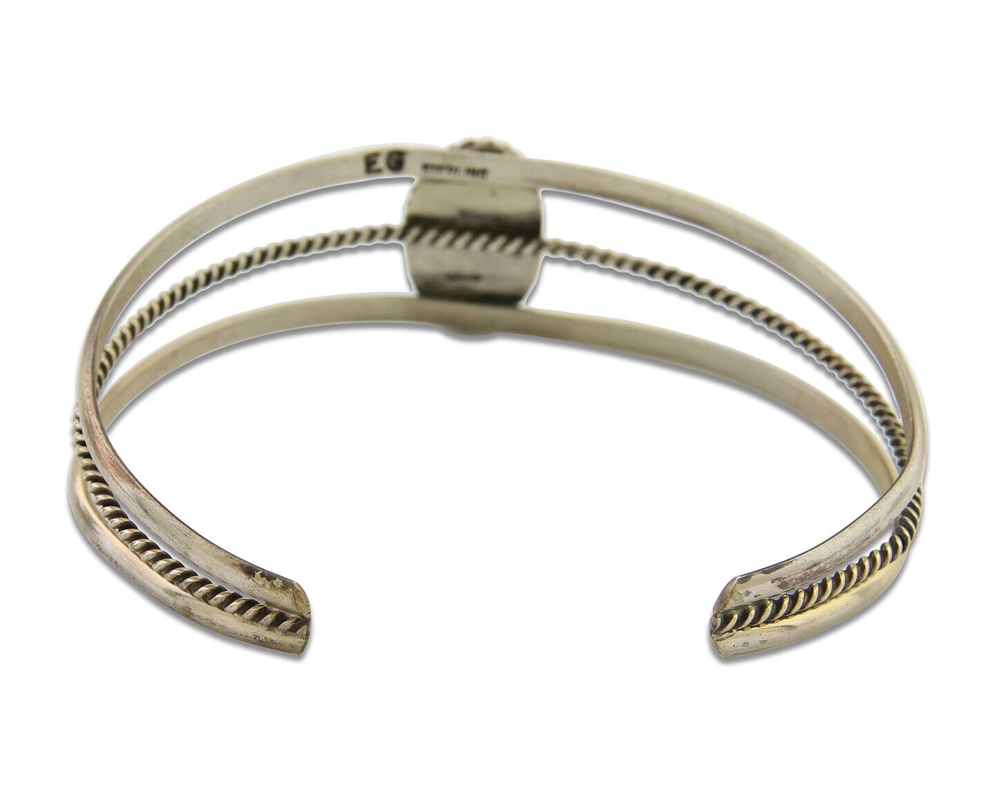 Navajo Cuff Bracelet 925 Silver Turquoise Cuff Artist Signed EG C.80's