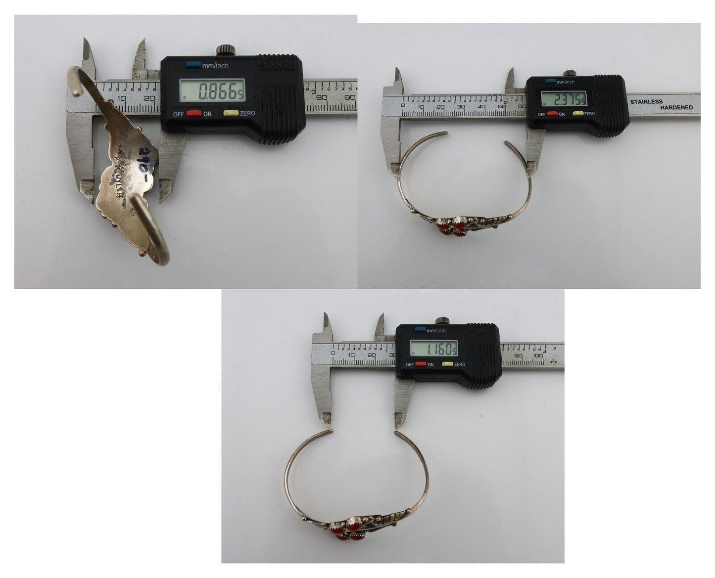 Navajo Bracelet 925 Silver Natural Red Coral Artist Signed MA WYLIE C.80's