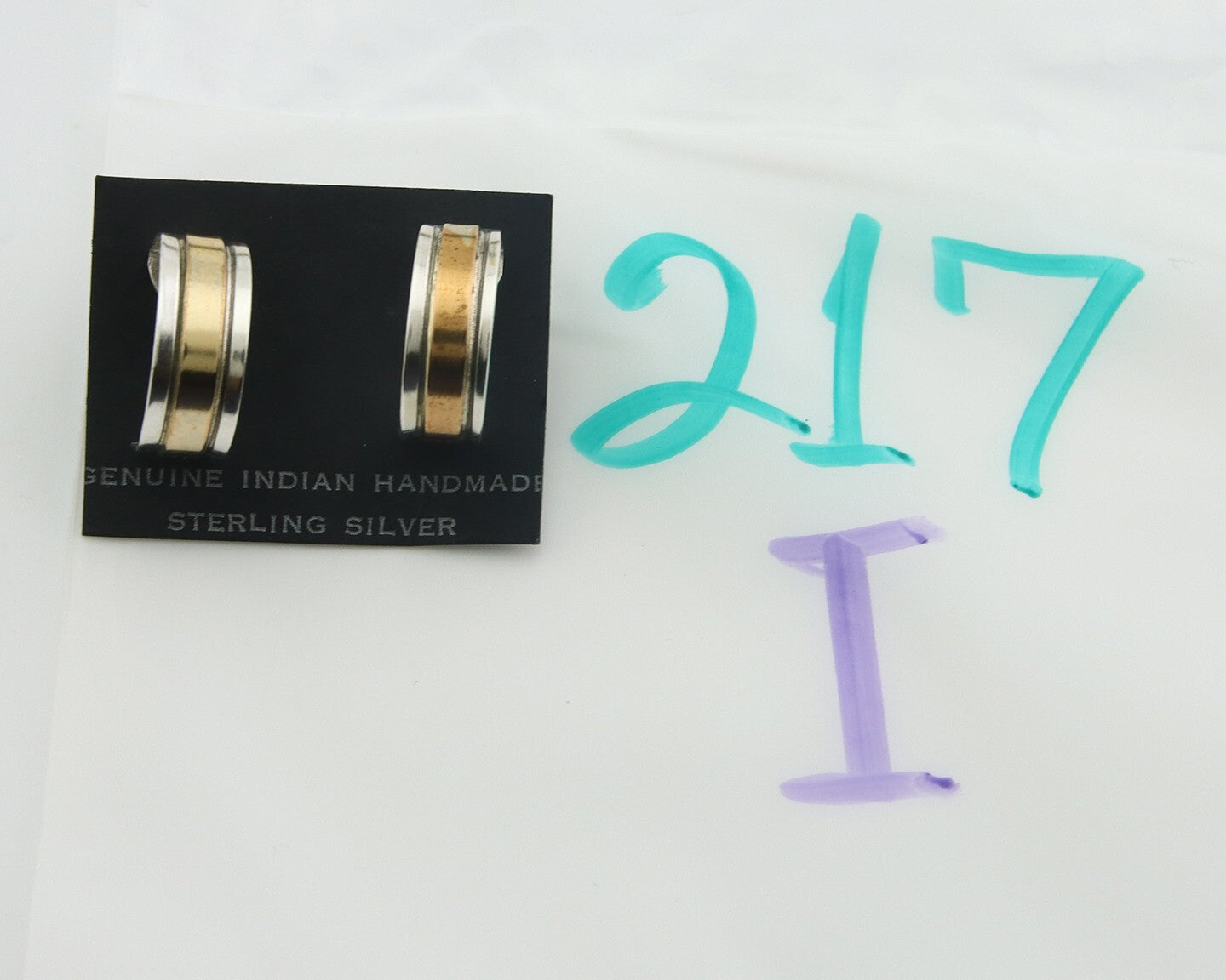 Navajo Hoop Earrings 925 Silver & Gold Native American Artist C.80's