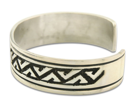 Mens's Navajo Bracelet 925 Silver Artist Signed Thomas Singer Cuff Made 1980's