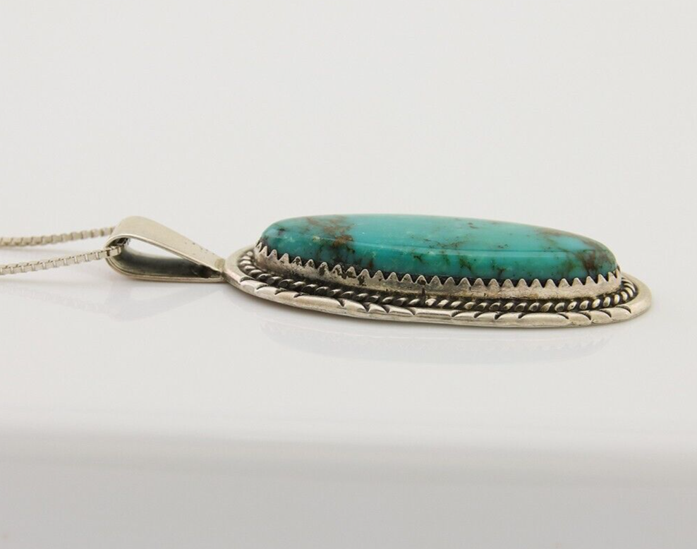 Navajo Necklace 925 Silver Natural Turquoise Artist Signed Mike Begay C.80's