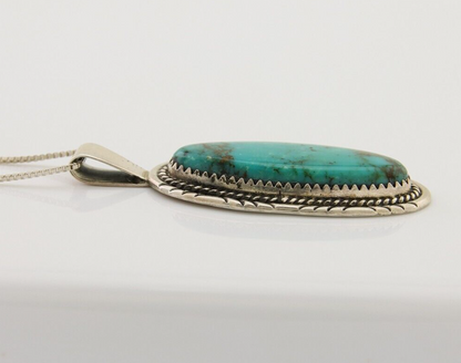 Navajo Necklace 925 Silver Natural Turquoise Artist Signed Mike Begay C.80's