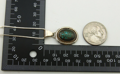 Navajo Necklace 925 Silver Natural Turquoise Artist Signed RR C.80's
