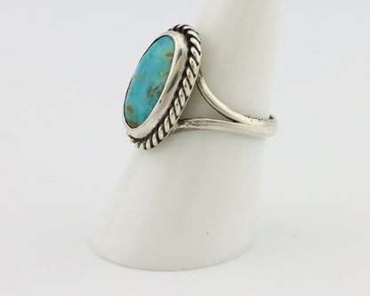 Navajo Ring 925 Silver Kingman Turquoise Native American Artist C.80's