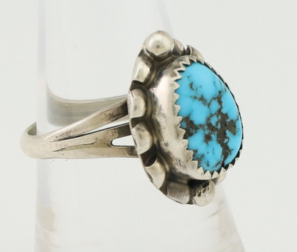Navajo Ring 925 Silver Sleeping Beauty Turquoise Artist Signed S C.80's