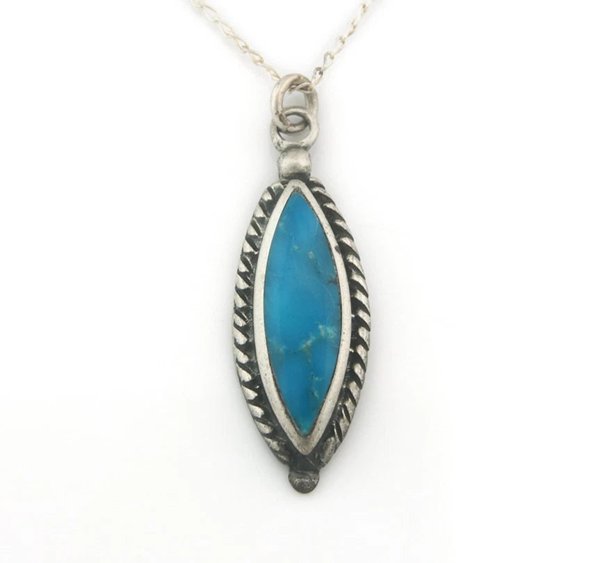 Navajo Necklace Sterling Silver Natural Blue Turquoise Vintage
