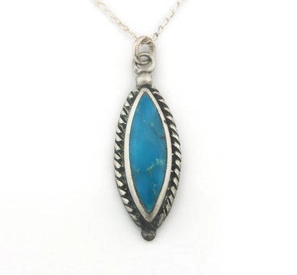 Navajo Necklace Sterling Silver Natural Blue Turquoise Vintage
