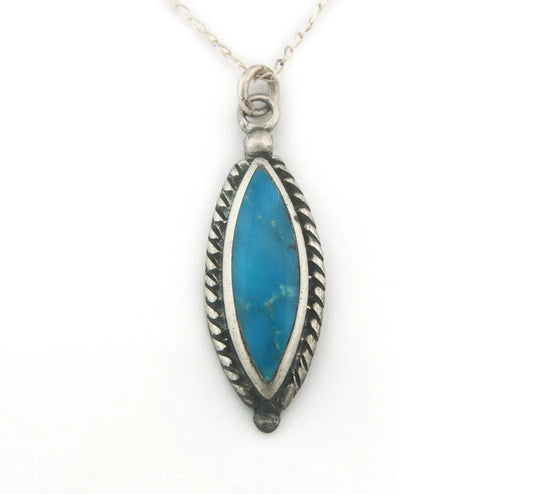 Navajo Necklace Sterling Silver Natural Blue Turquoise Vintage
