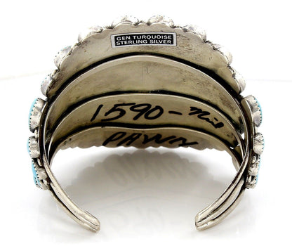 VTG RARE Navajo Natural Blue Turquoise .925 Sterling Silver Cuff Bracelet
