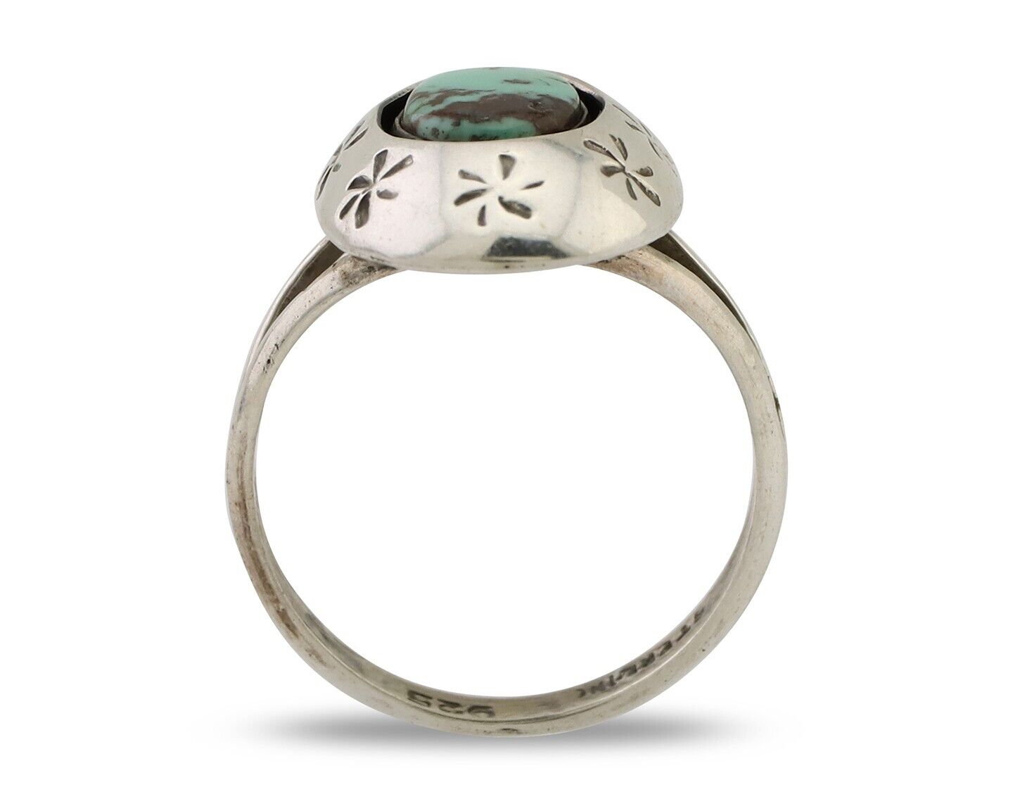 Navajo Ring 925 Silver Kingman Turquoise Native American Artist C.80's