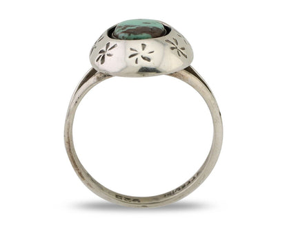Navajo Ring 925 Silver Kingman Turquoise Native American Artist C.80's