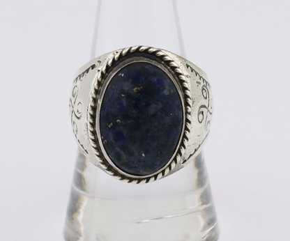 Navajo Ring 925 Silver Natural Blue Lapis Lazuli Native American Artist C.80's