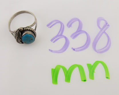 Men Navajo Ring 925 Silver Natural Slab Turquoise Signed Sunset C.80's