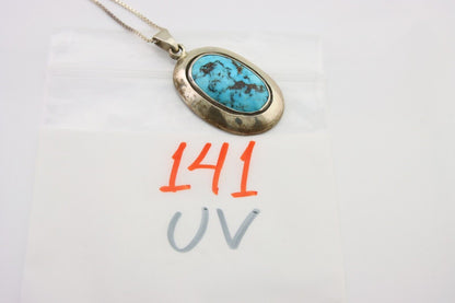 Navajo Necklace 925 Silver Natural Turquoise Artist Signed C Montoya C.80's