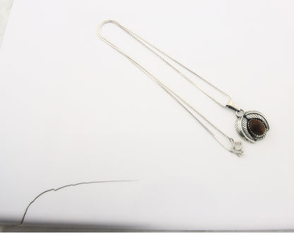 Navajo Sterling Silver Necklace Tiger Eye Sapphire Vintage Handmade Signed IJC