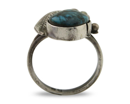 Navajo Handmade Ring 925 Silver Turquoise Signed BP C.80's