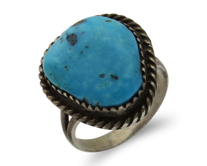 Navajo Ring 925 Silver Morenci Turquoise Native American Artist C.80's