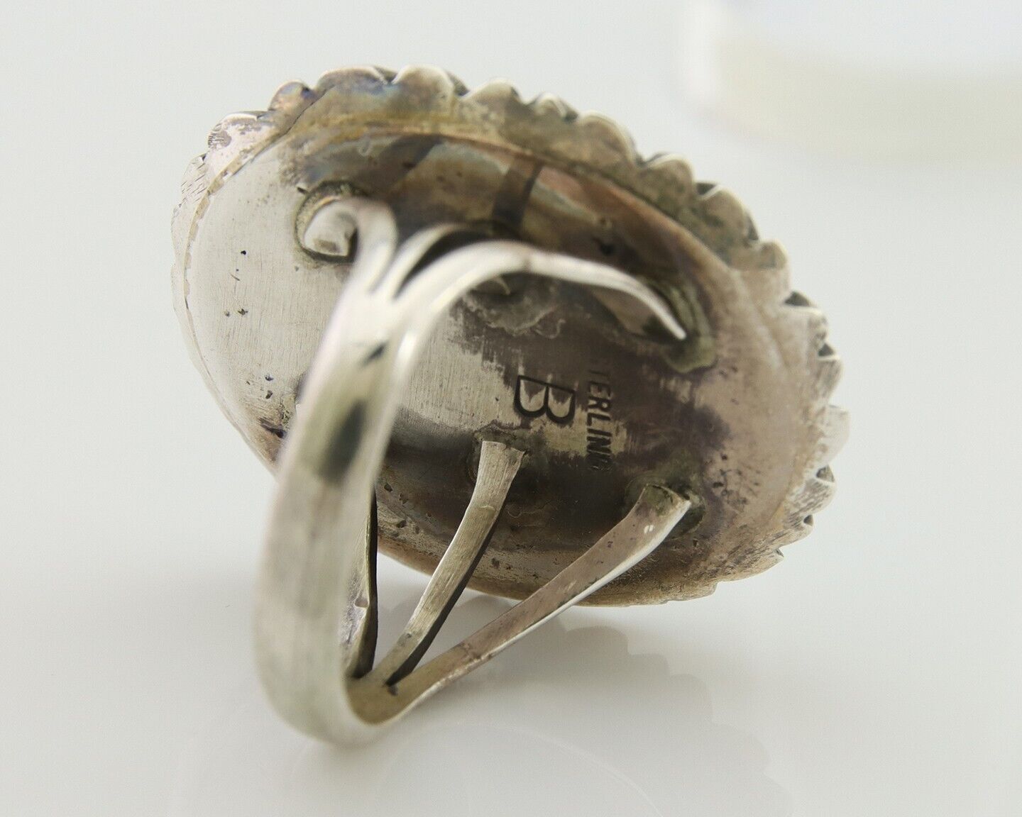 Navajo Ring 925 Silver Sleeping Beauty Turquoise Artist Siged Becenti C.80's