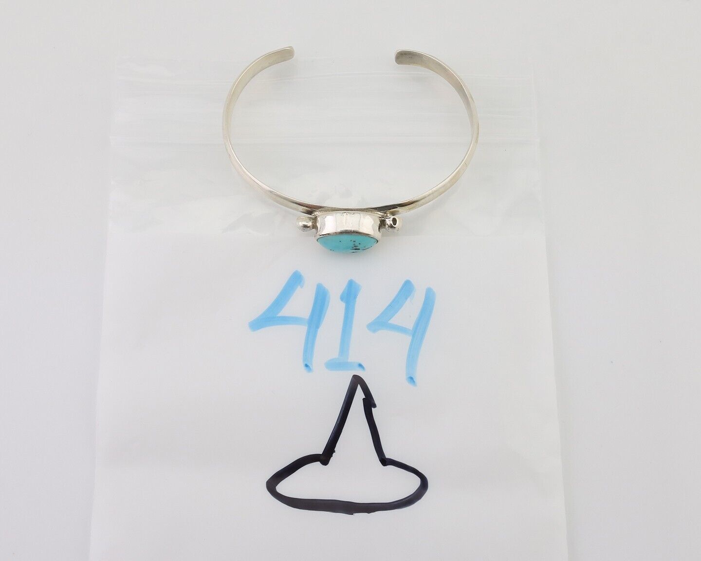 Navajo Cuff Bracelet 925 Silver Natural Blue Turquoise Native American C.80's