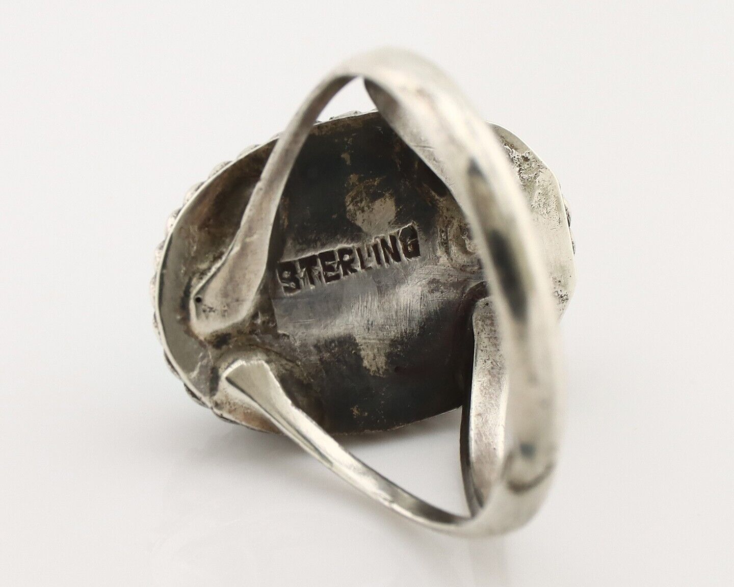 Navajo Ring 925 Silver Kingman Turquoise Native American Artist C.80's