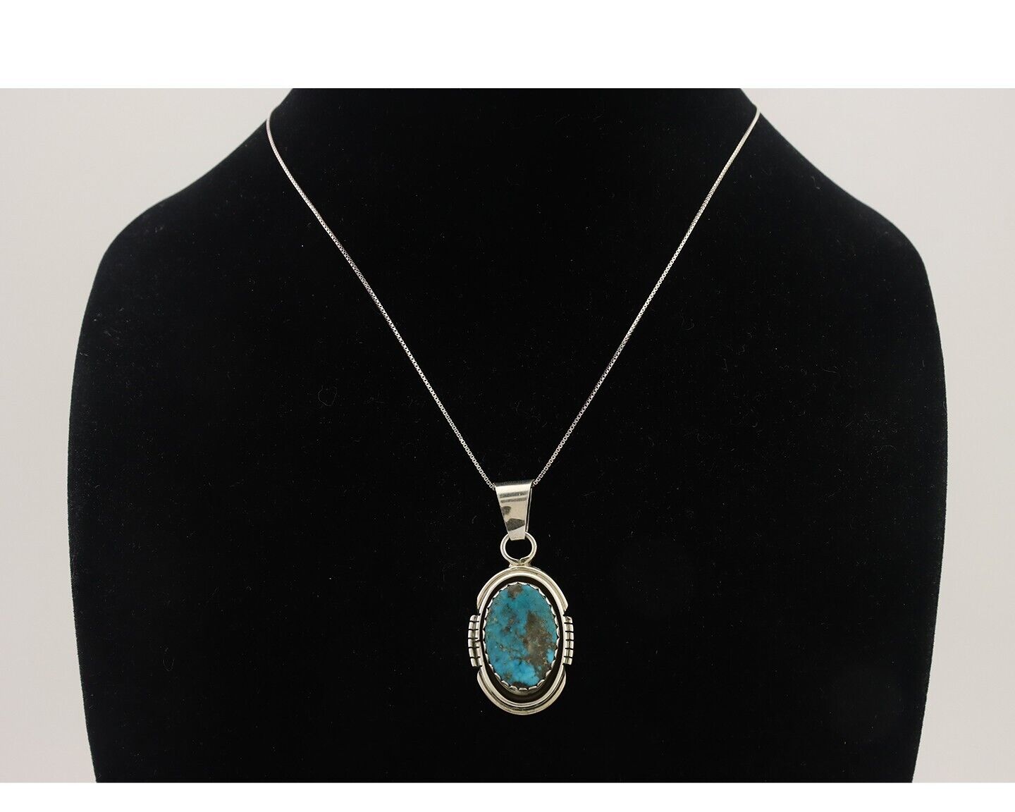 Navajo Necklace 925 Silver Turquoise Native American Artist C.80's