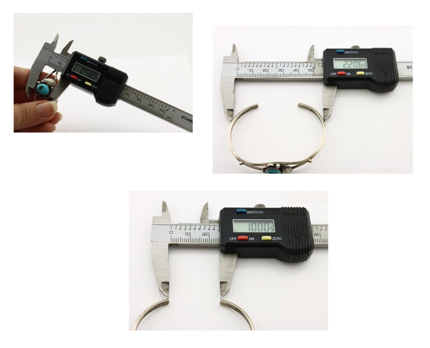 Navajo Handmade Bracelet 925 Silver Natural Blue Turquoise Native American C80s