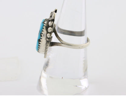 Navajo Ring 925 Silver Sleeping Beauty Turquoise Signed Justin Morris C.80's