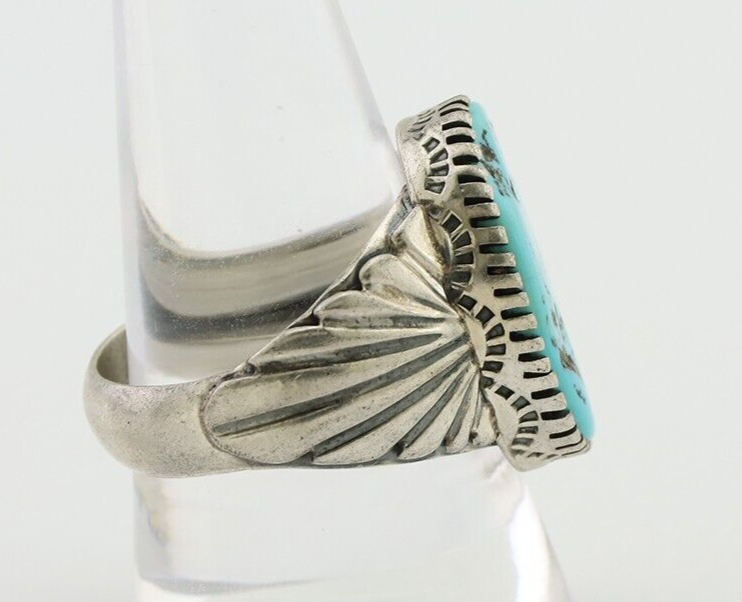 Navajo Ring 925 Silver Blue Sleeping Beauty Turquoise Artist Signed DK C.80's