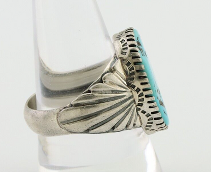 Navajo Ring 925 Silver Blue Sleeping Beauty Turquoise Artist Signed DK C.80's