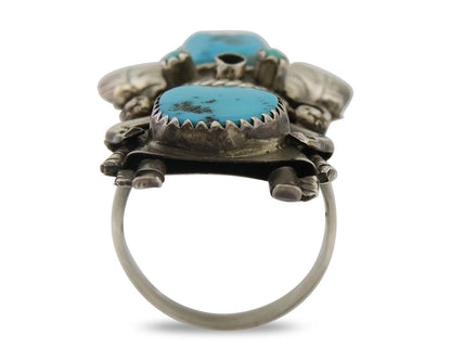 Navajo Kachina Ring 925 Silver Natural Turquoise Artist Signed CO C.80's