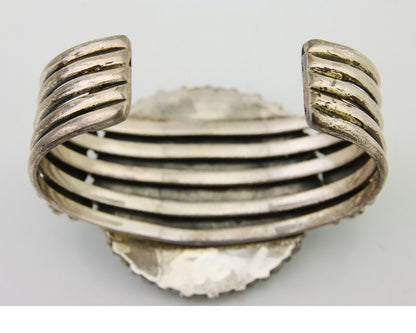 Navajo Bracelet 925 Silver Natural Blue Turquoise Signed Delbert Chatter C.80's