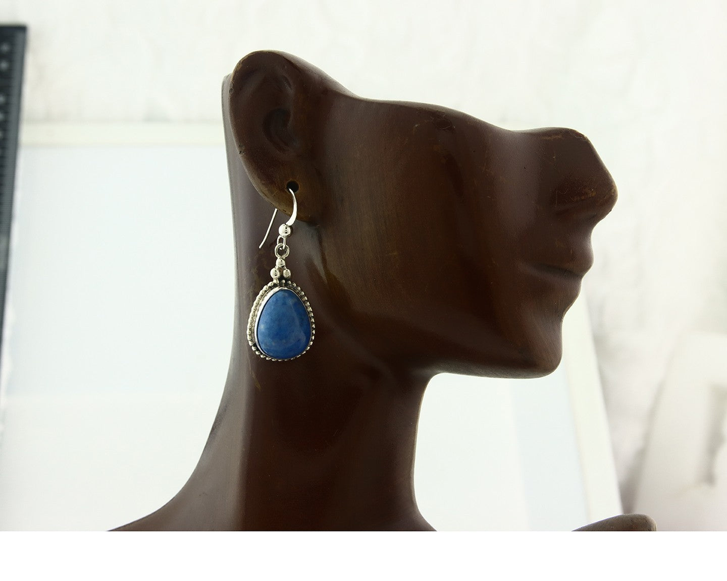 Navajo Earrings Sterling Silver Lapis Vintage Authentic Signed M