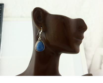 Navajo Earrings Sterling Silver Lapis Vintage Authentic Signed M