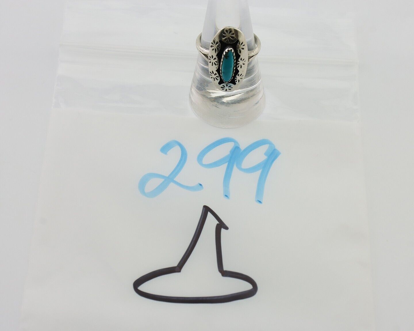 Navajo Ring 925 Silver Natural Blue Turquoise Signed IJC C.80's