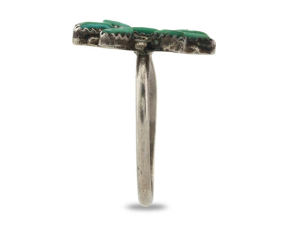 Vintage Zuni Ring 925 Sterling Silver Traditional Authentic Turquoise Size 8.0