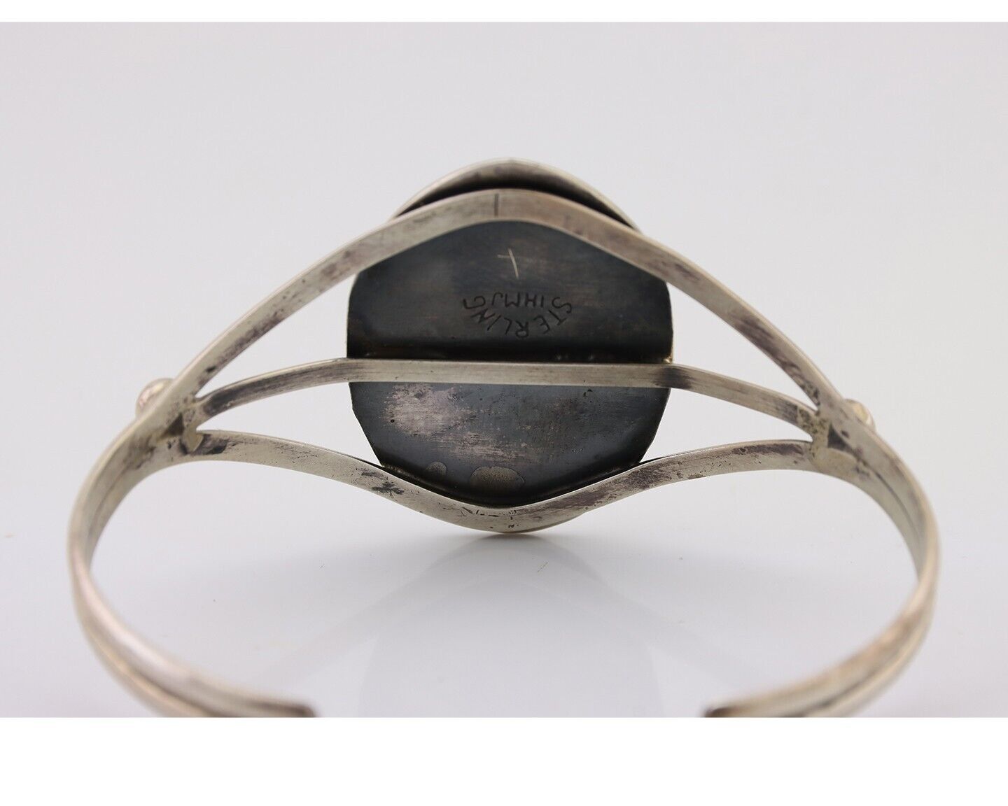 Navajo Bracelet 925 Silver Sleeping Beauty Turquoise Signed IHMJ C.80's