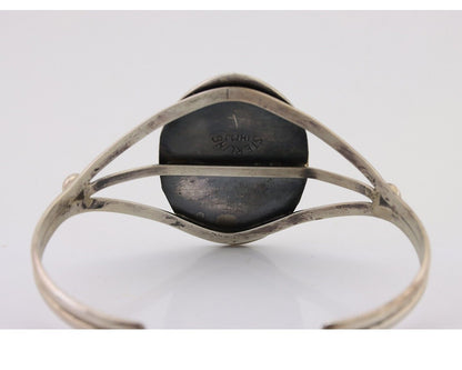 Navajo Bracelet 925 Silver Sleeping Beauty Turquoise Signed IHMJ C.80's